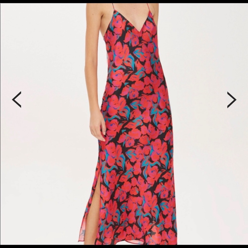 Topshop petite floral satin slip dress NWT